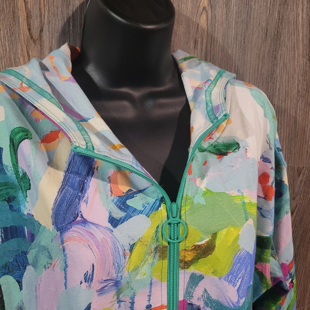 Claire Desjardins Activewear Full Zip Hoodie Tunic XL Art to Wear Colorful - Picture 3 of 13